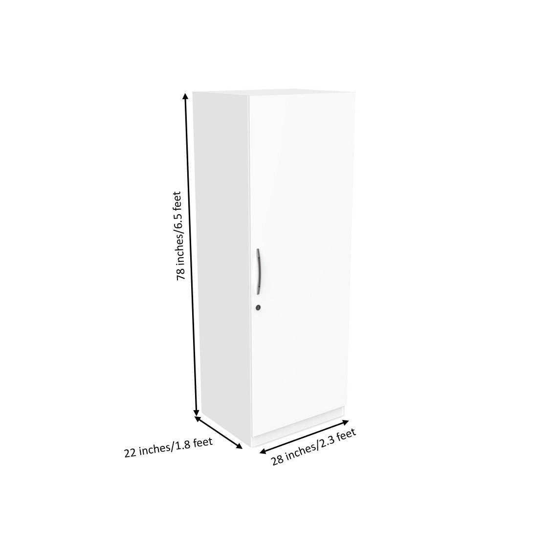 Single Door Compact Wardrobe with Hanging Rod & Storage Shelves