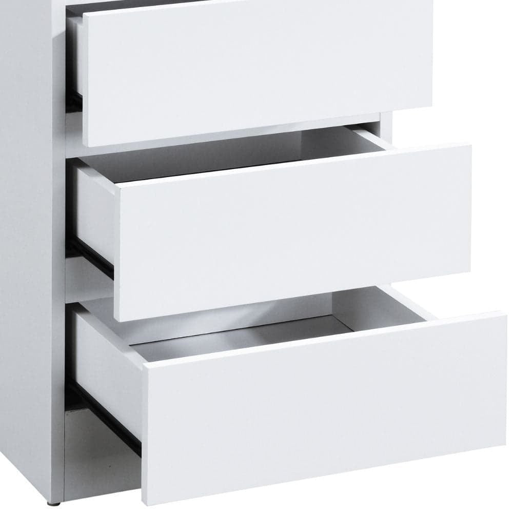 Luna 3-Drawer White Bedside Table