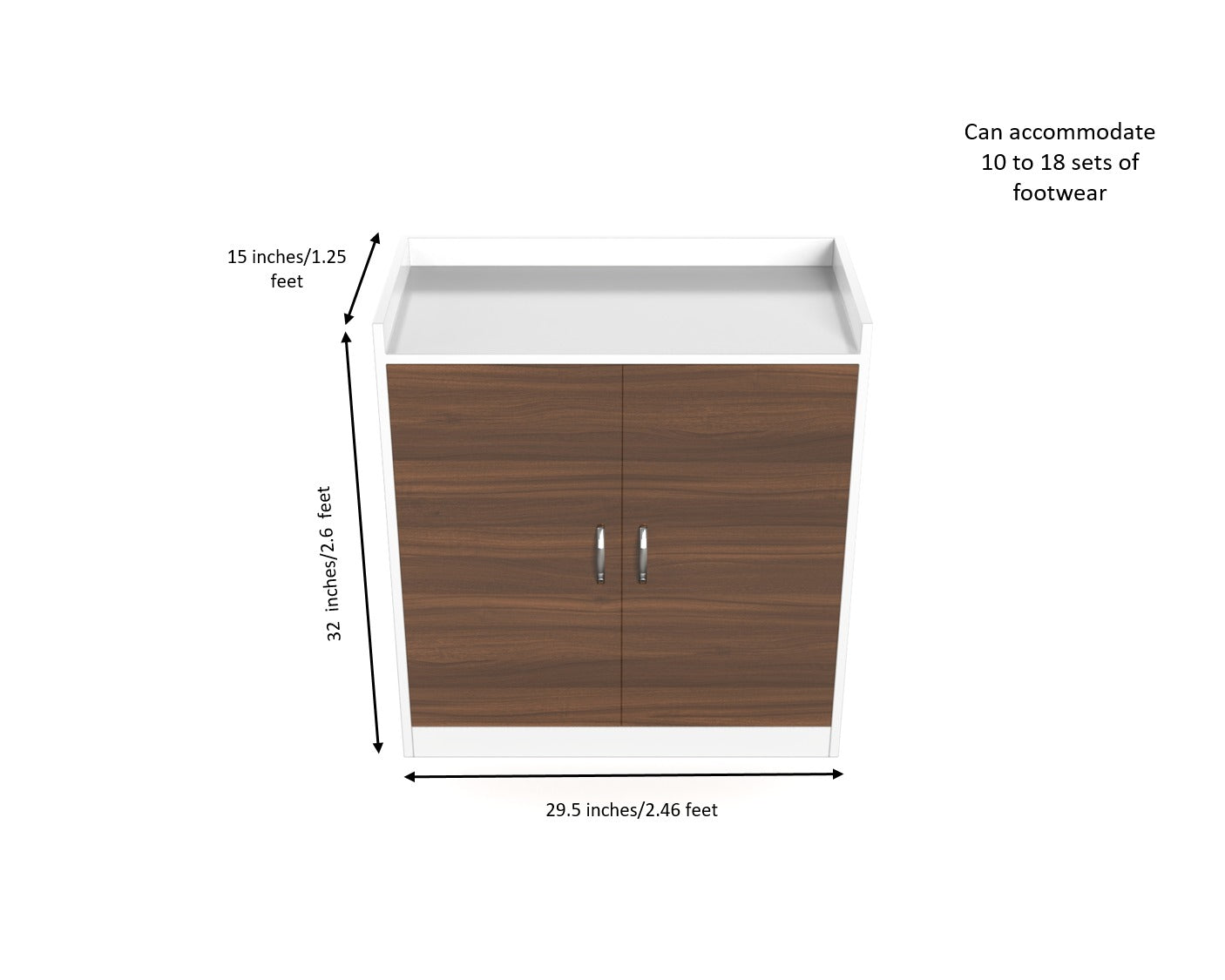 Tall Wooden Shoe Rack with Double Doors – Footwear Storage Cabinet (Holds 10–18 Pairs)