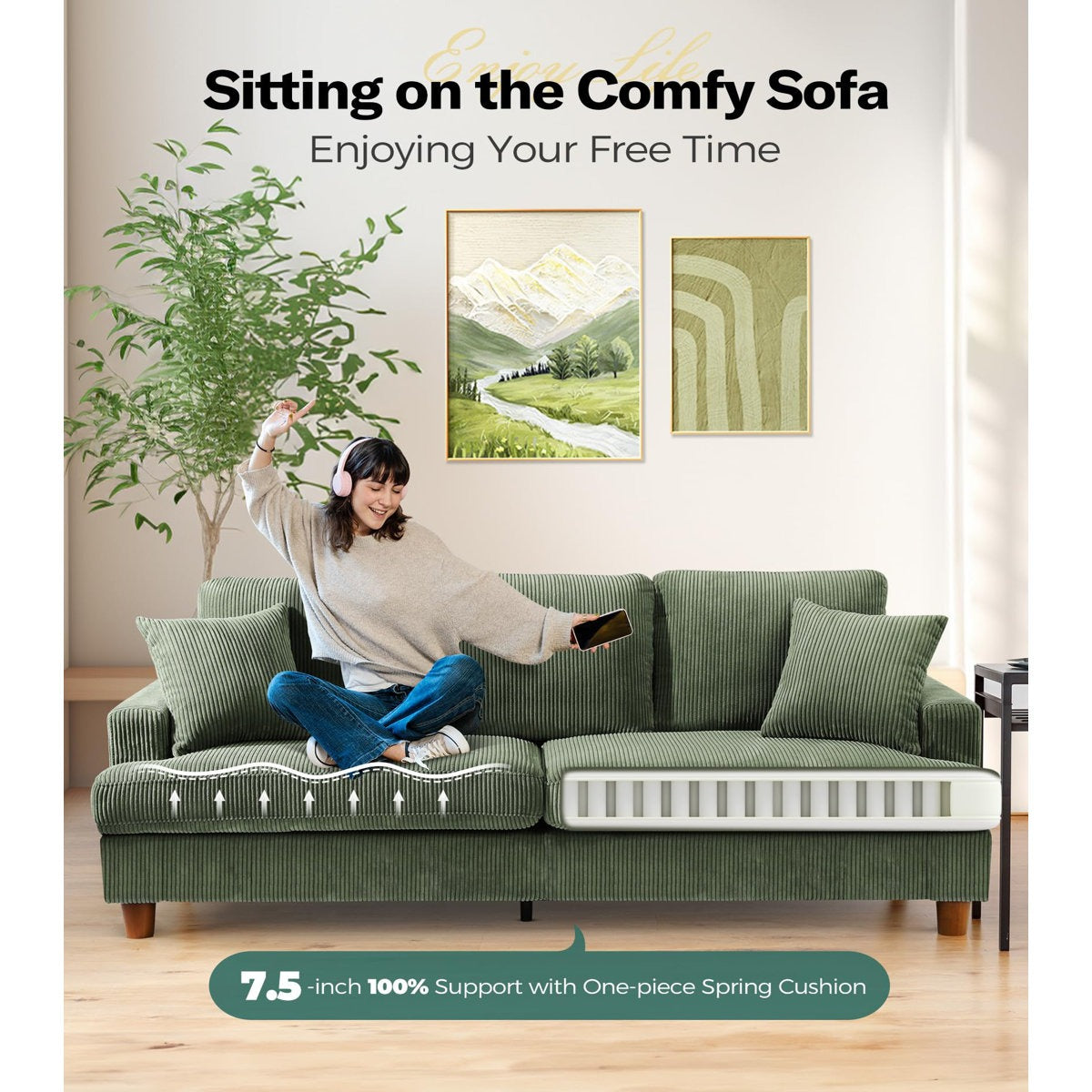 Corduroy 3-seater sofa