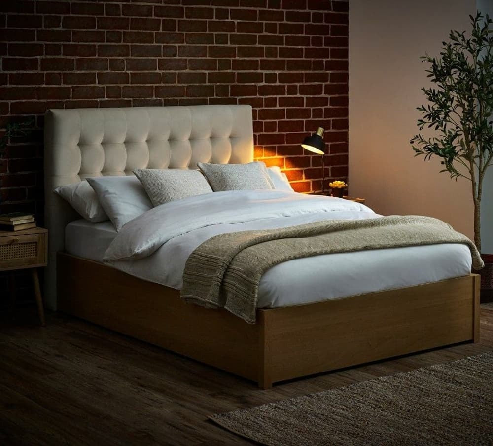 Oak Haven Upholstered Ottoman Storage Bed