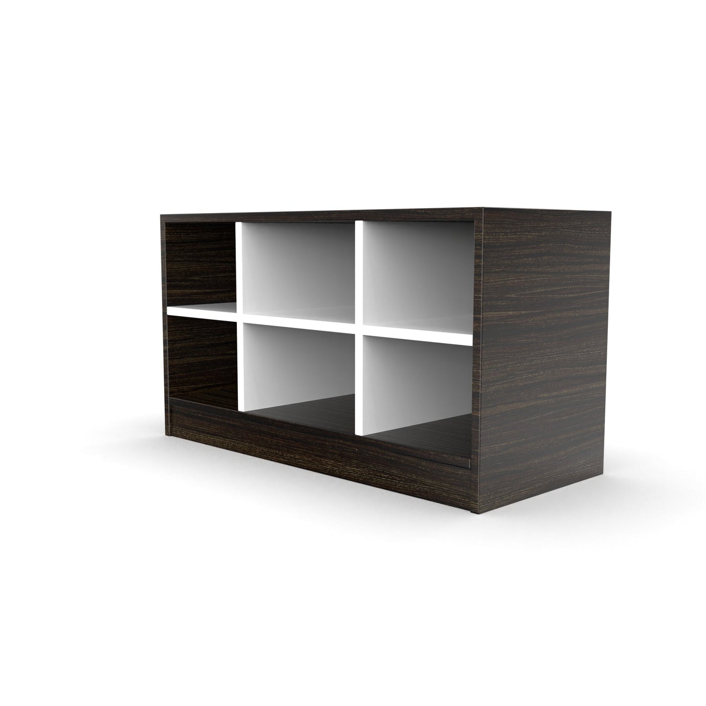 Dark Wood Open Shoe Rack with 4 Compartments – Compact Footwear Organizer (Holds 6–9 Pairs)