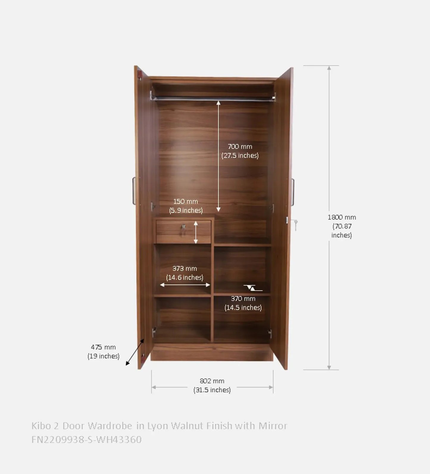 Omkarwood "Lyon Elegance" 2-Door Premium Wardrobe