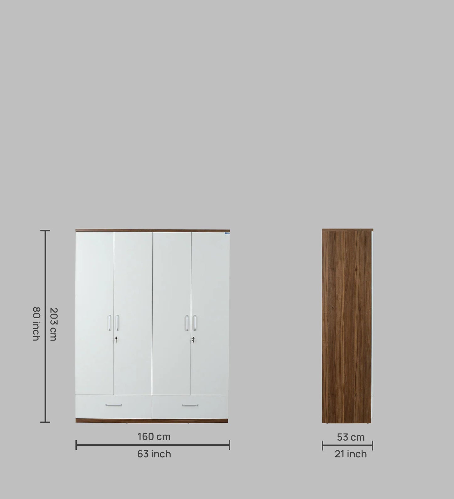 SleekAura 4-Door Engineered Wood Wardrobe