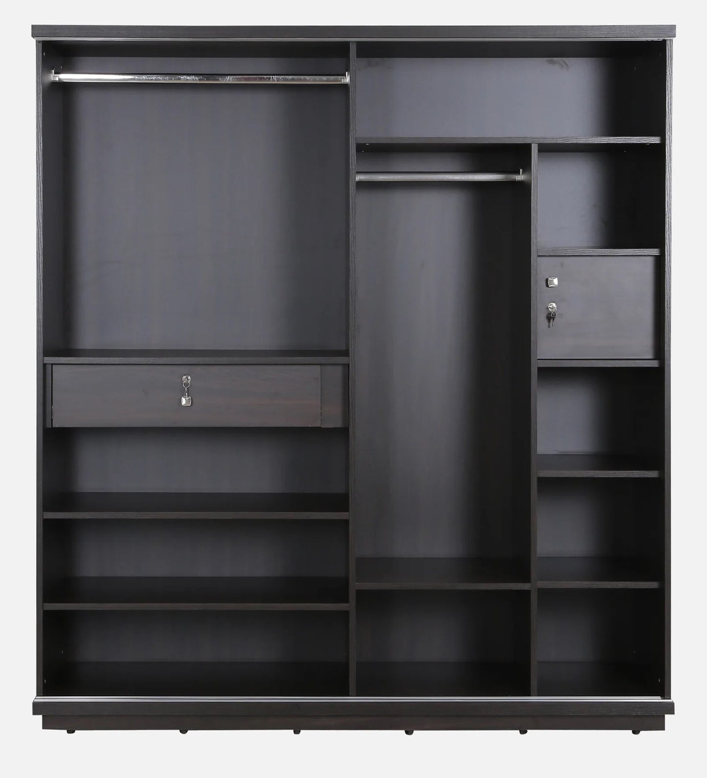 OmkarWood AuraMax Sliding Door Wardrobe – Basalt Grey High Gloss Finish