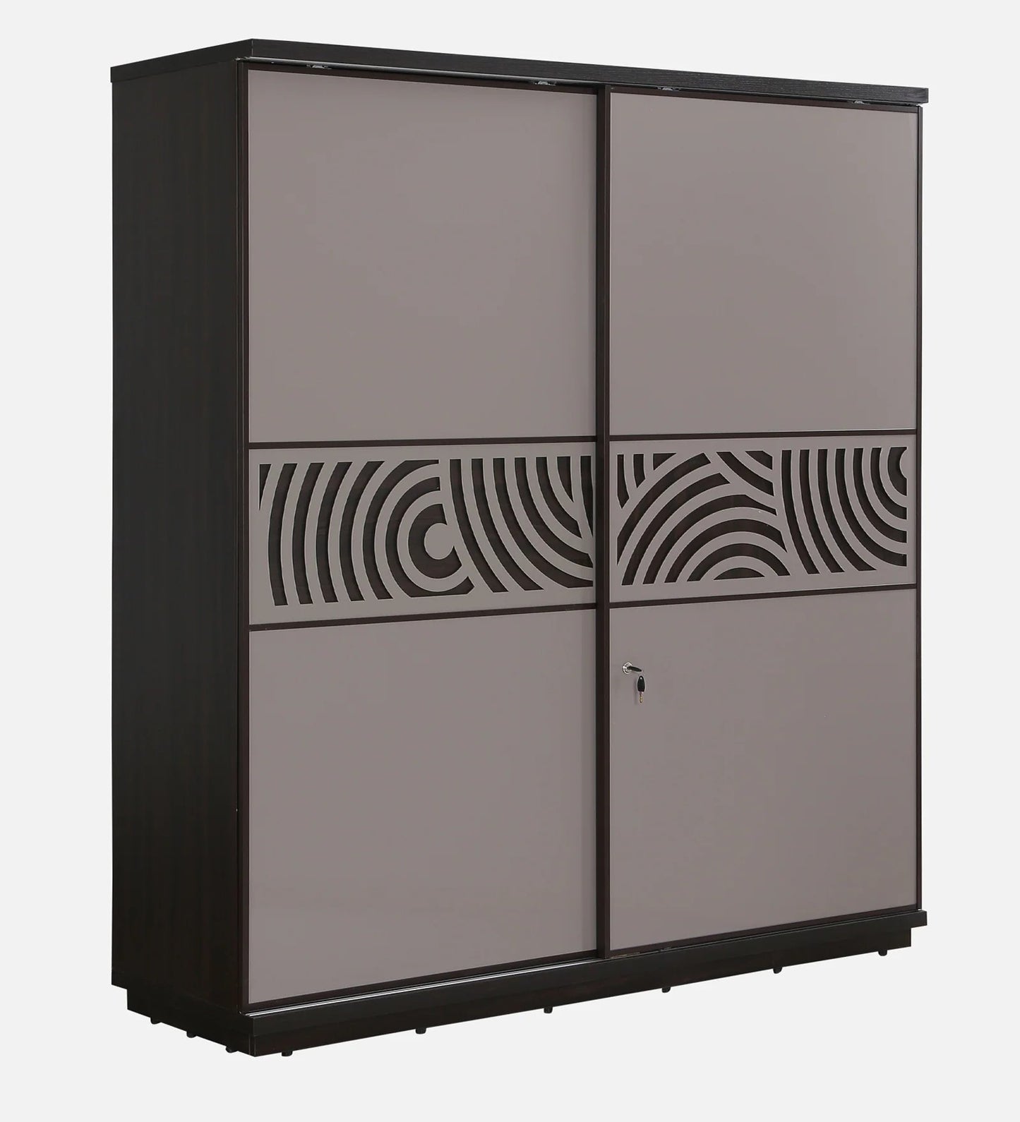 OmkarWood AuraMax Sliding Door Wardrobe – Basalt Grey High Gloss Finish