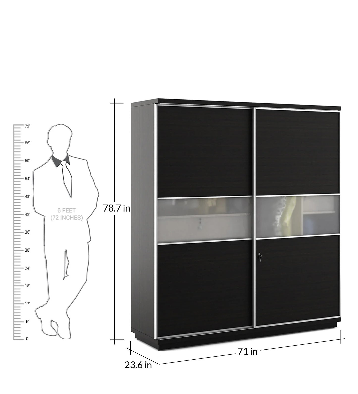Omkarwood Zenix Premium Sliding Door Wardrobe – Wenge Melamine Finish