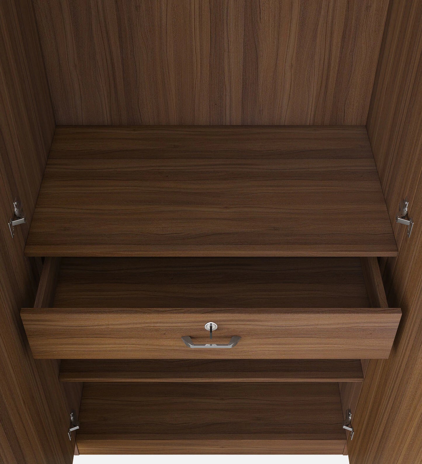Omkarwood Lotus 2-Door Wardrobe with Loft & Drawer – Exotic Teak Finish