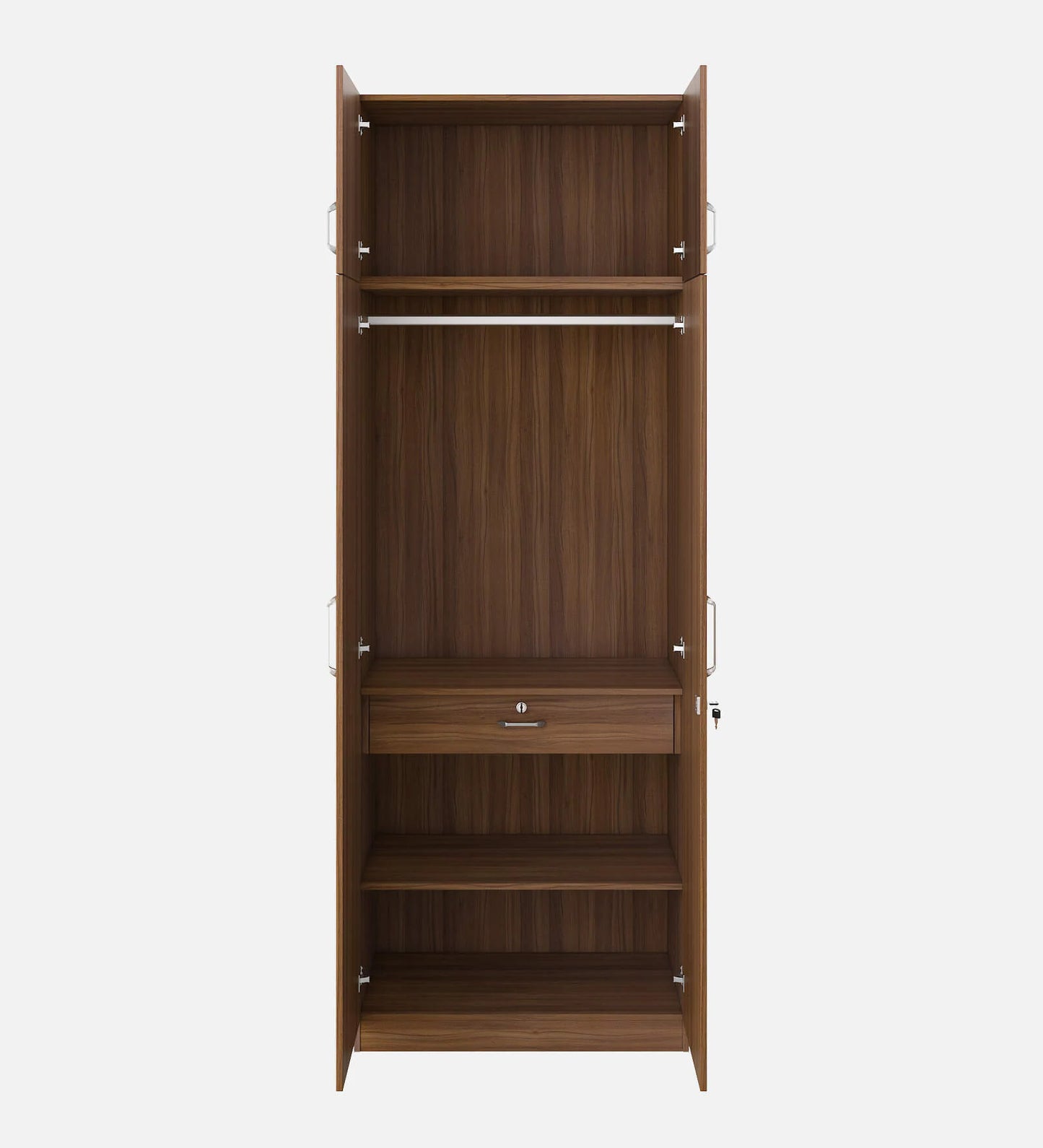 Omkarwood Lotus 2-Door Wardrobe with Loft & Drawer – Exotic Teak Finish