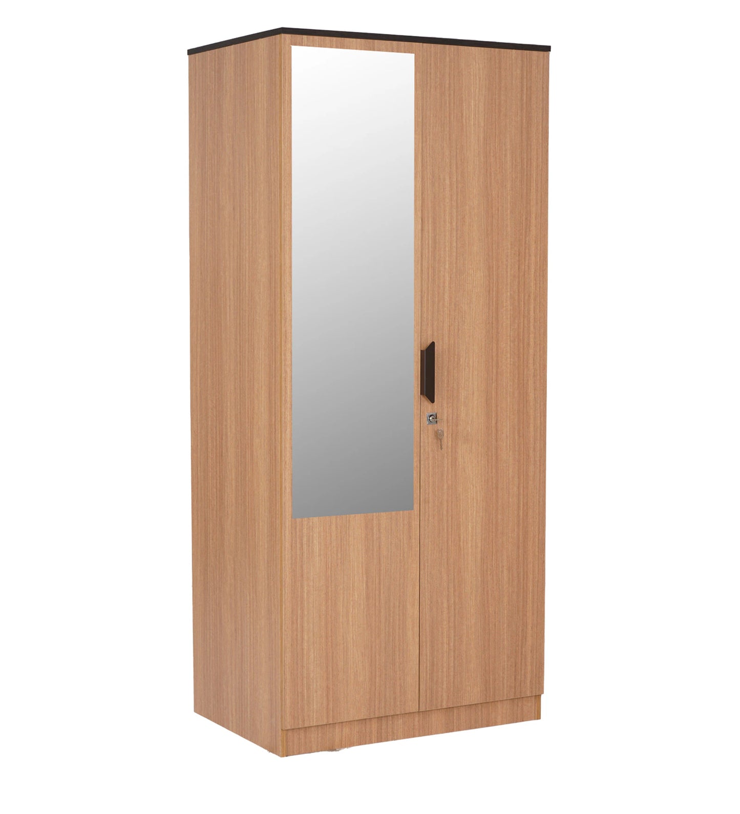 Omkarwood “Milford” Premium 2-Door Engineered Wood Wardrobe with Mirror & Drawer – Urban Teak Finish