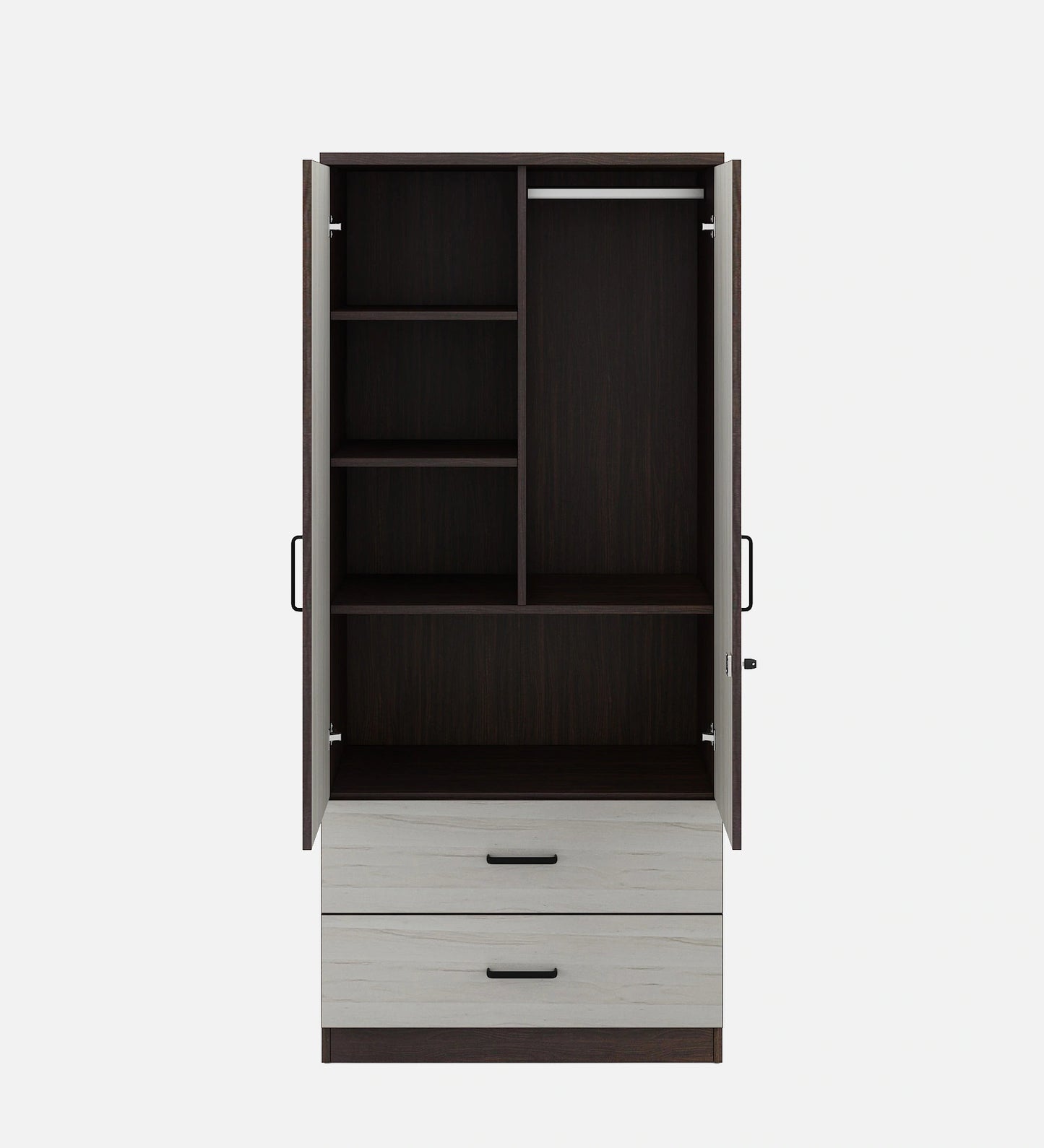 Omkarwood Rillo Premium 2-Door Engineered Wood Wardrobe with Drawer Storage