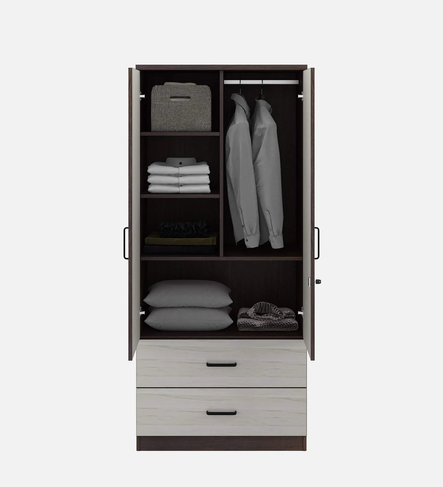 Omkarwood Rillo Premium 2-Door Engineered Wood Wardrobe with Drawer Storage