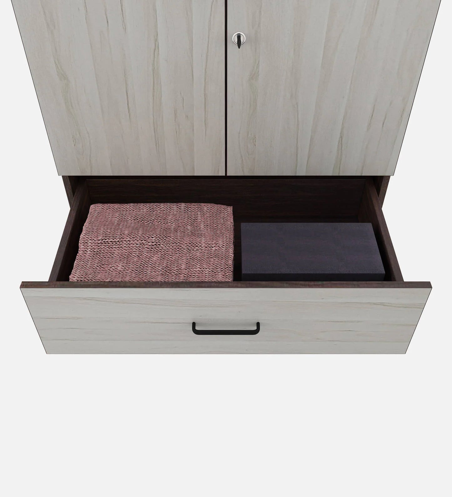 Omkarwood Rillo Premium 2-Door Engineered Wood Wardrobe with Drawer Storage