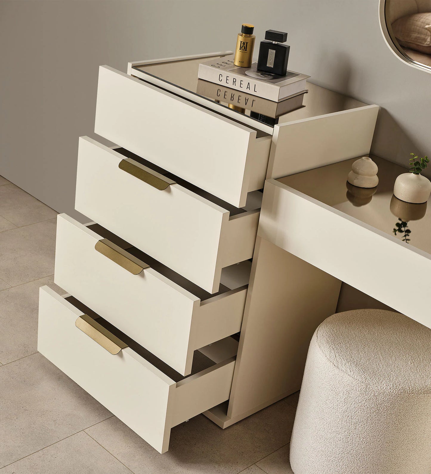 Omkarwood “Ivory Grace” Dressing Cabinet