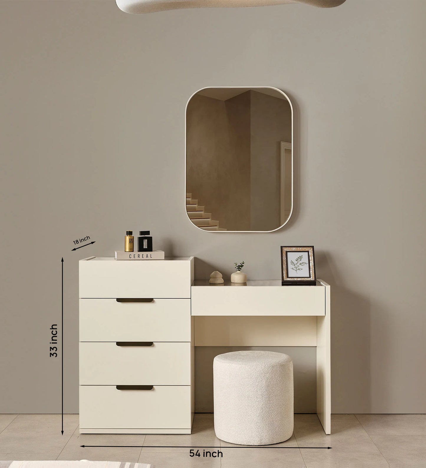 Omkarwood “Ivory Grace” Dressing Cabinet