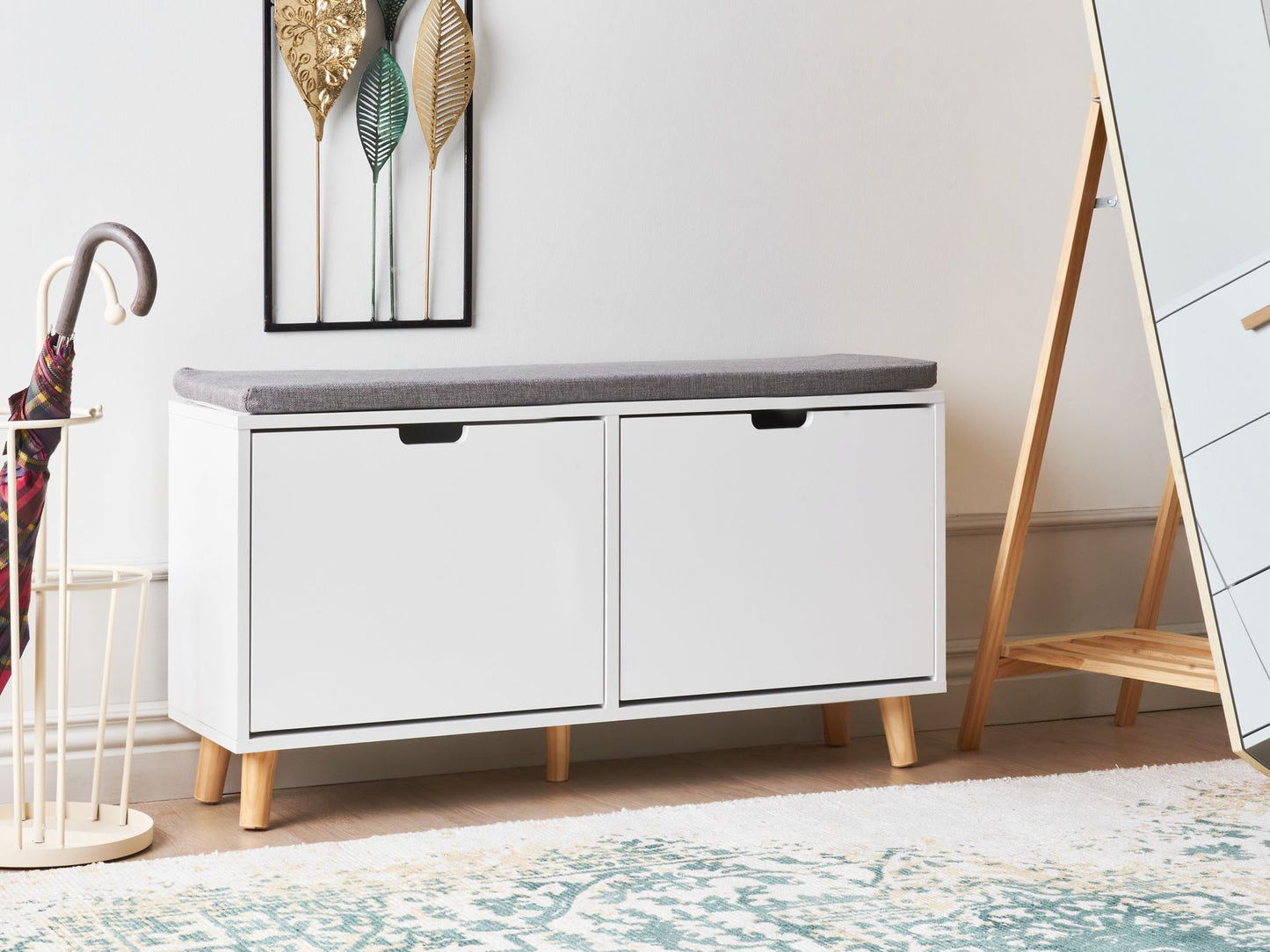 Omkarwood LuxeSit Shoe Rack & Bench