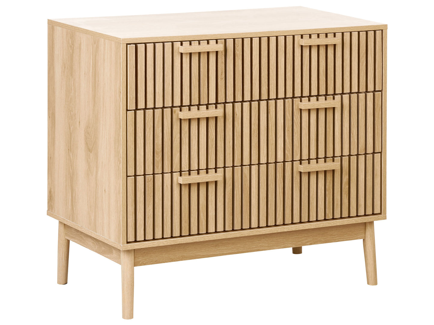 OmkarWood Valencia Slatted Sideboard Cabinet – Natural Oak Finish
