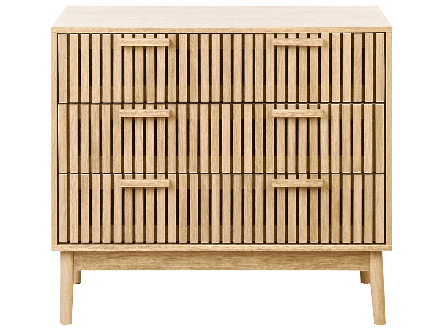 OmkarWood Valencia Slatted Sideboard Cabinet – Natural Oak Finish