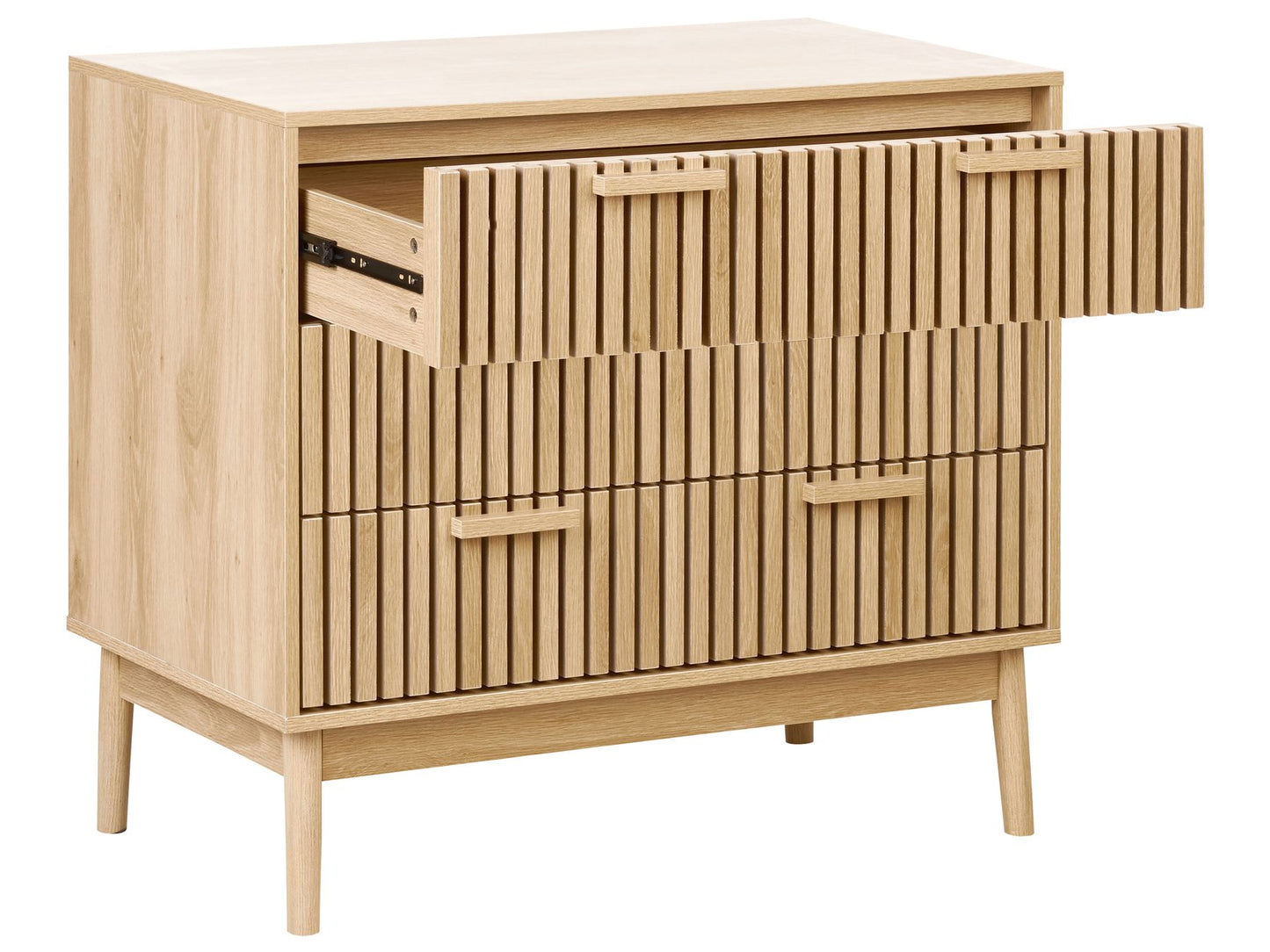 OmkarWood Valencia Slatted Sideboard Cabinet – Natural Oak Finish