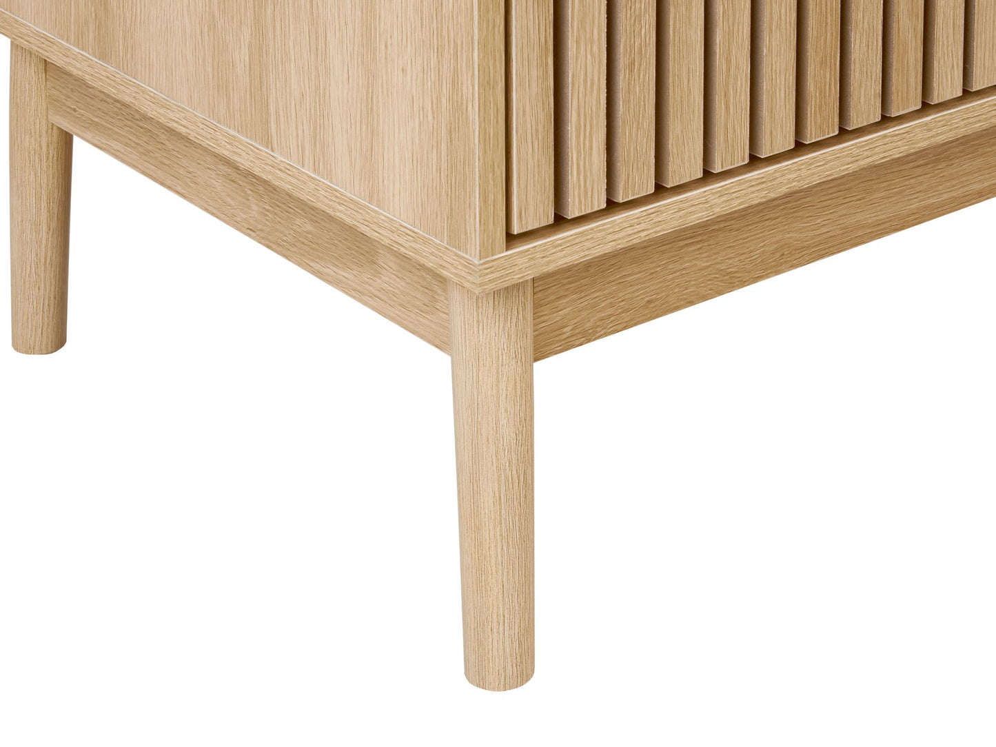 OmkarWood Valencia Slatted Sideboard Cabinet – Natural Oak Finish