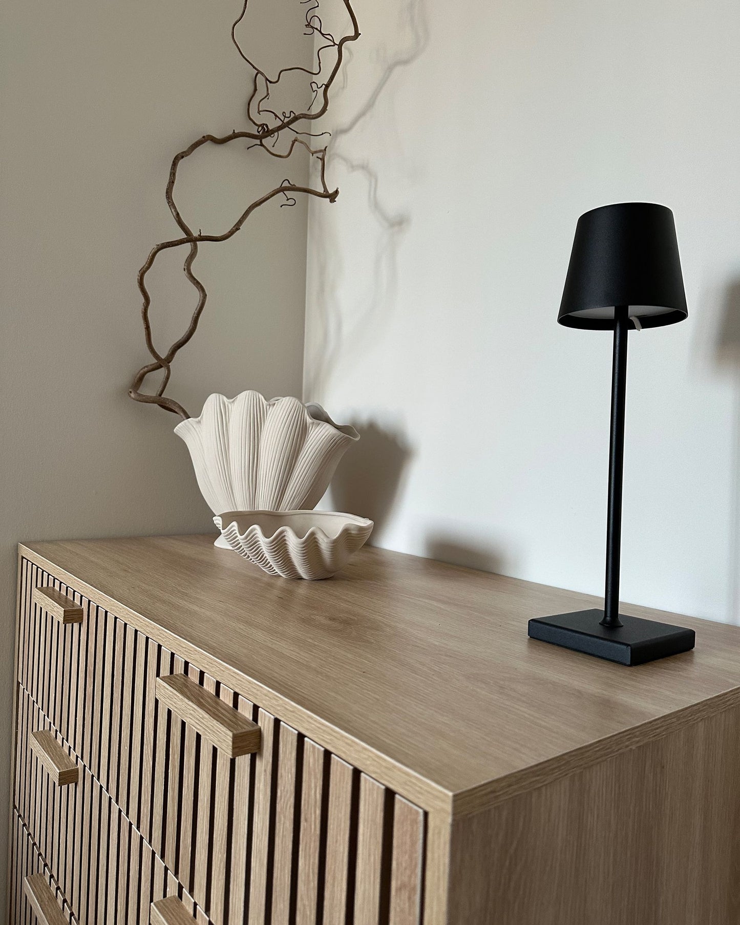 OmkarWood Valencia Slatted Sideboard Cabinet – Natural Oak Finish