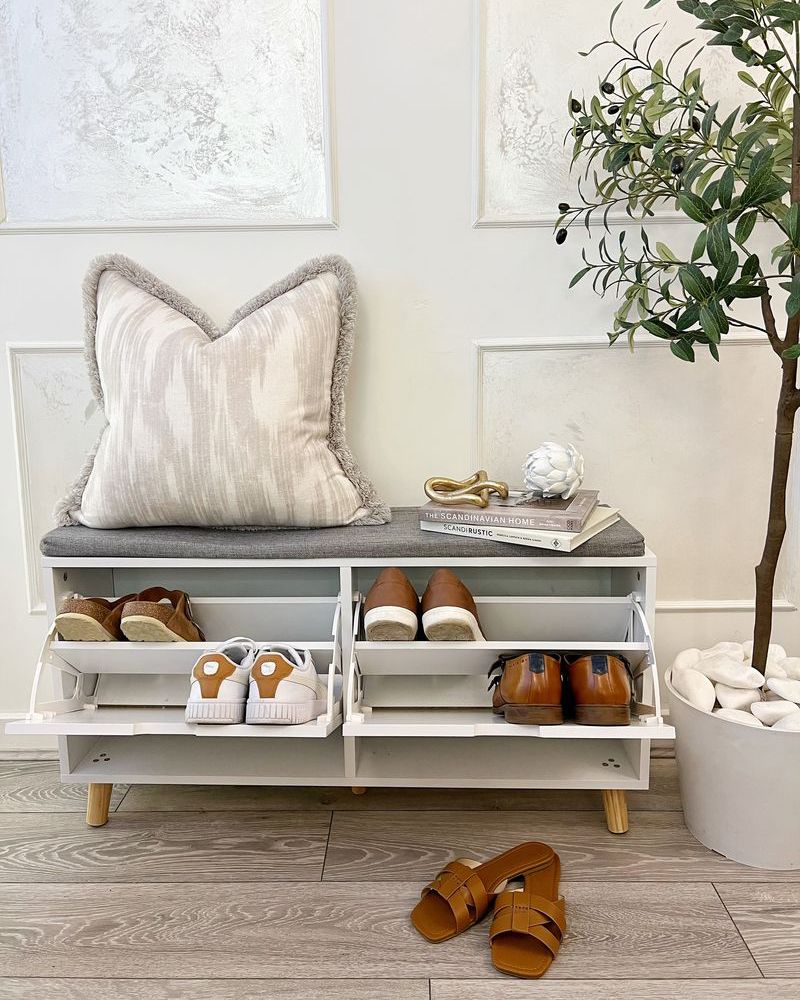 Omkarwood LuxeSit Shoe Rack & Bench