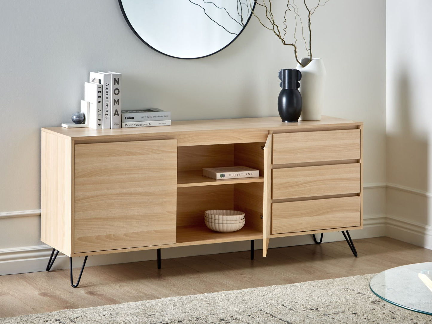 OmkarWood “Nordic Elegance” Premium Engineered Wood Sideboard Cabinet