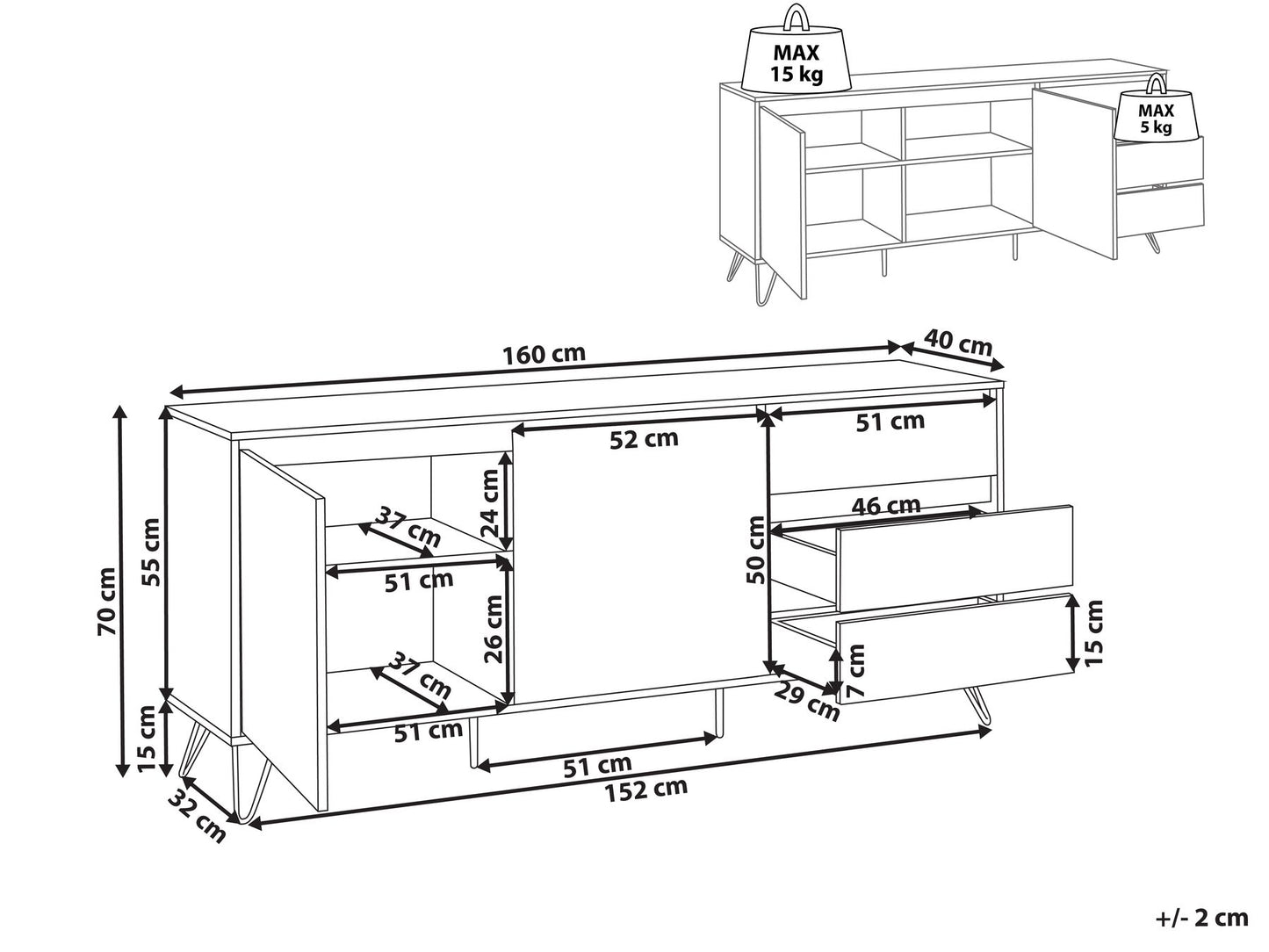 OmkarWood “Nordic Elegance” Premium Engineered Wood Sideboard Cabinet
