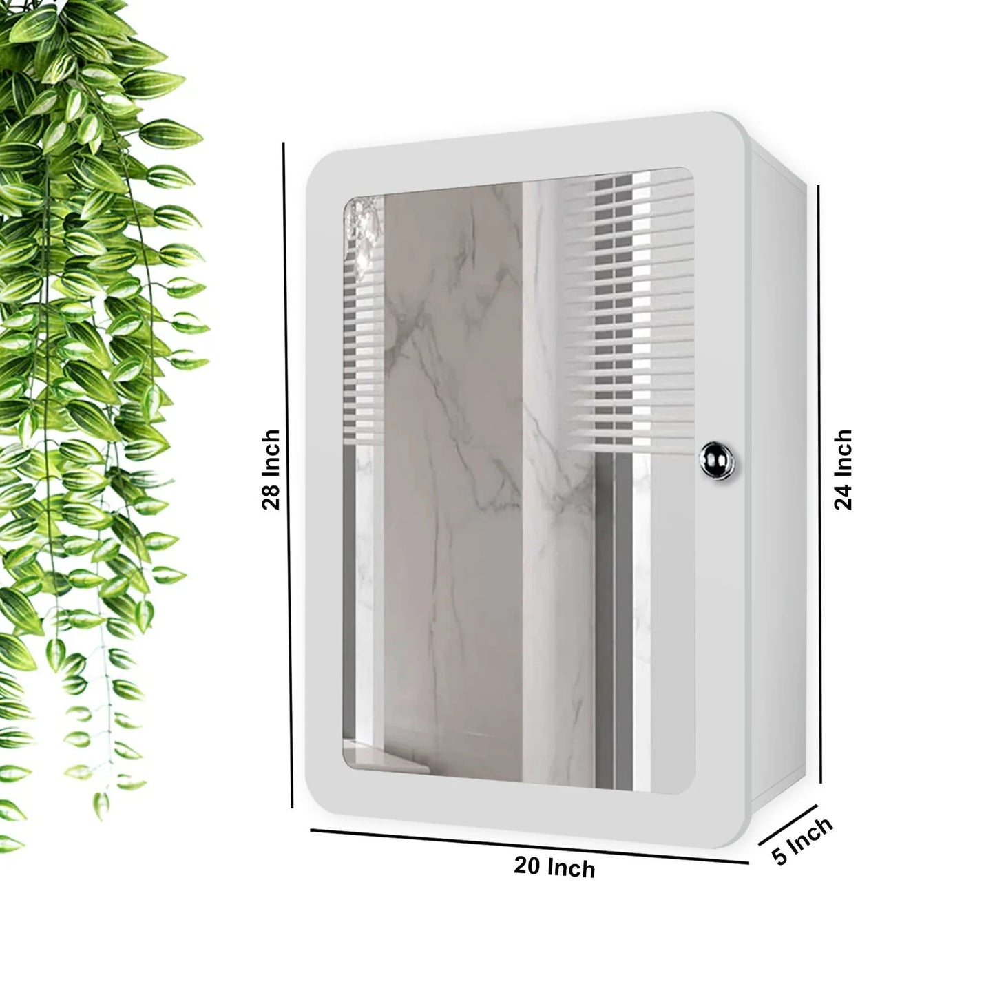 OmkarWood Vibecrafts Premium White Engineered Wood Bathroom Cabinet with Mirror