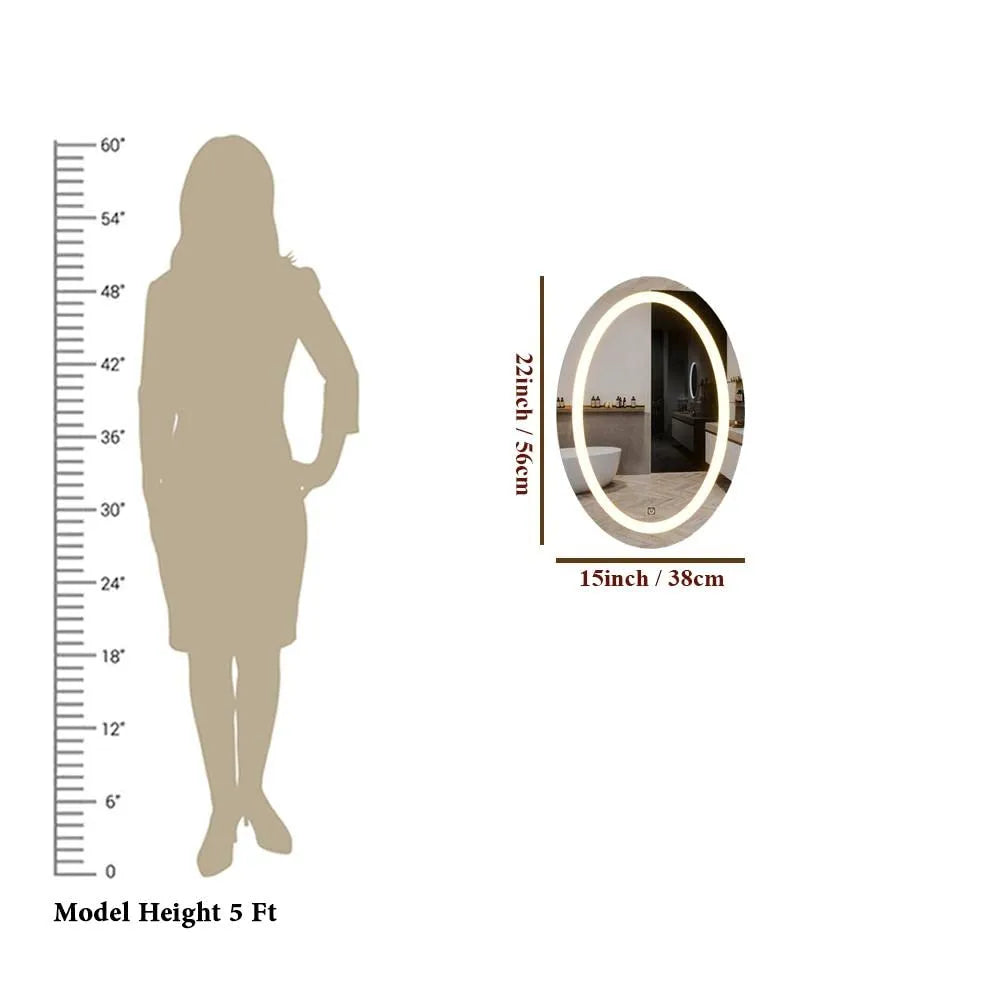 LED Oval Bathroom Mirror with Touch Sensor