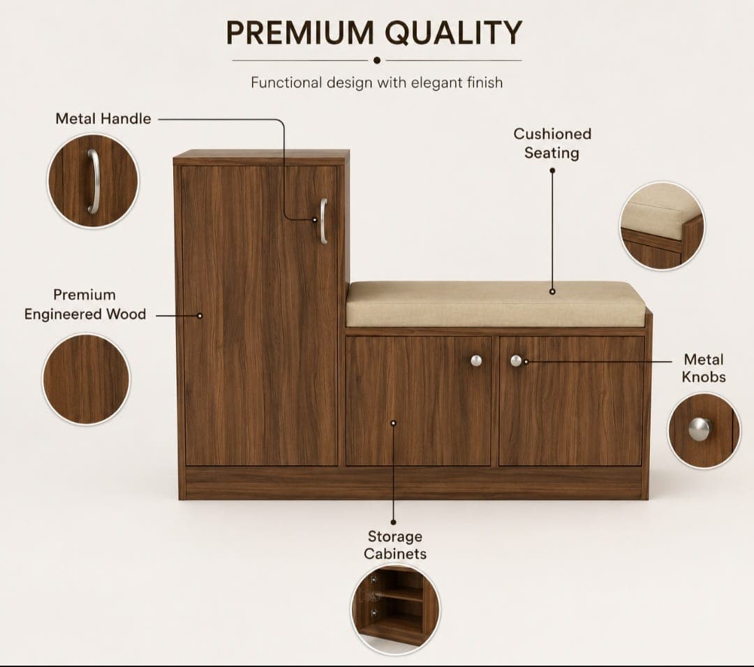 Entryway Shoe Storage Cabinet with Cushioned Seat