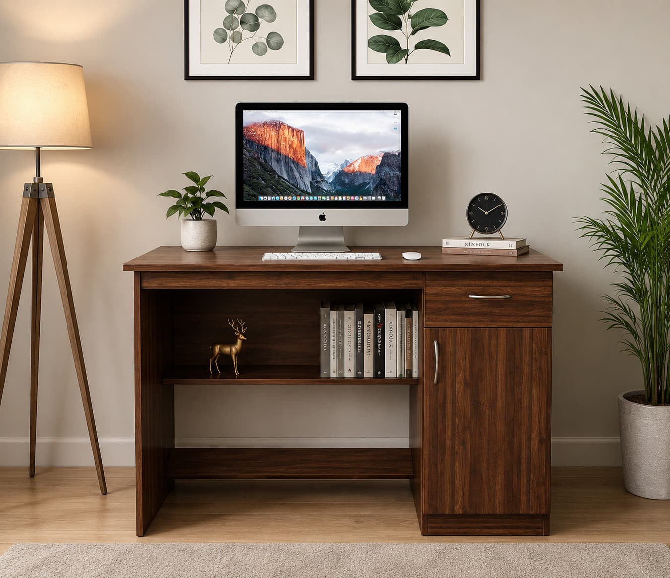 Premium Engineered Wood Computer Study Table with Storage Cabinet & Drawer | Modern Office Desk for Home & Office 
