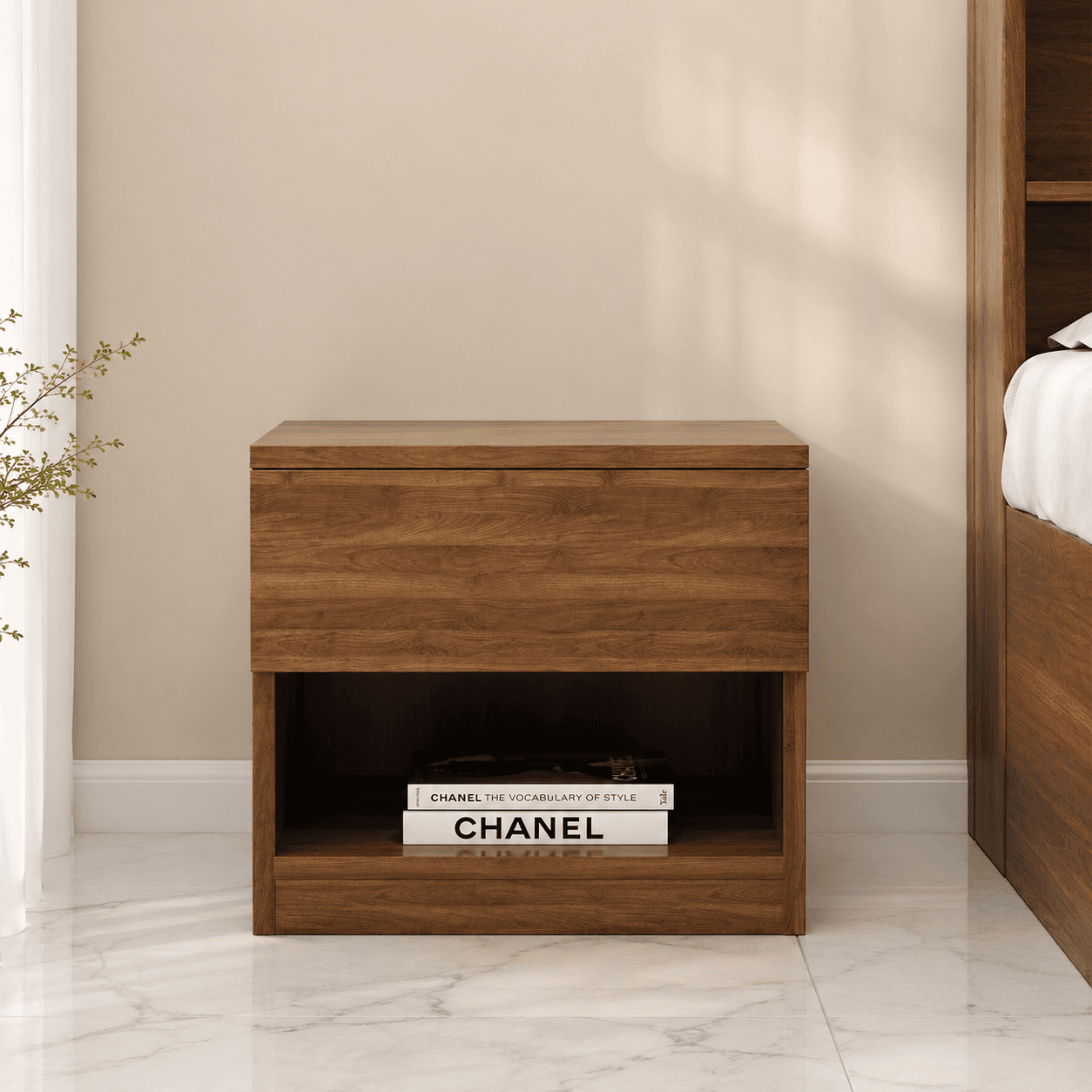 Aqua Modern Bedroom Side Table with Drawer