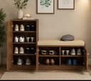Entryway Shoe Storage Cabinet with Cushioned Seat 3