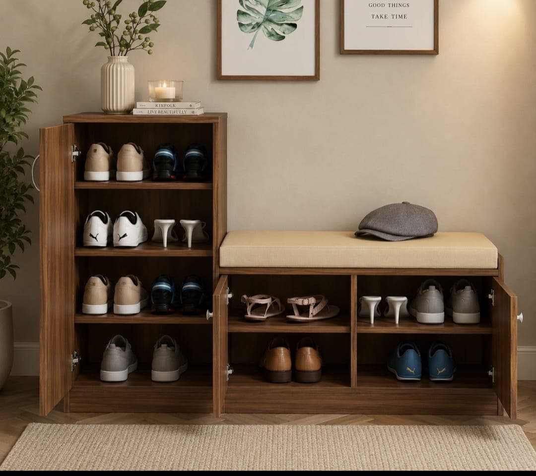 Entryway Shoe Storage Cabinet with Cushioned Seat