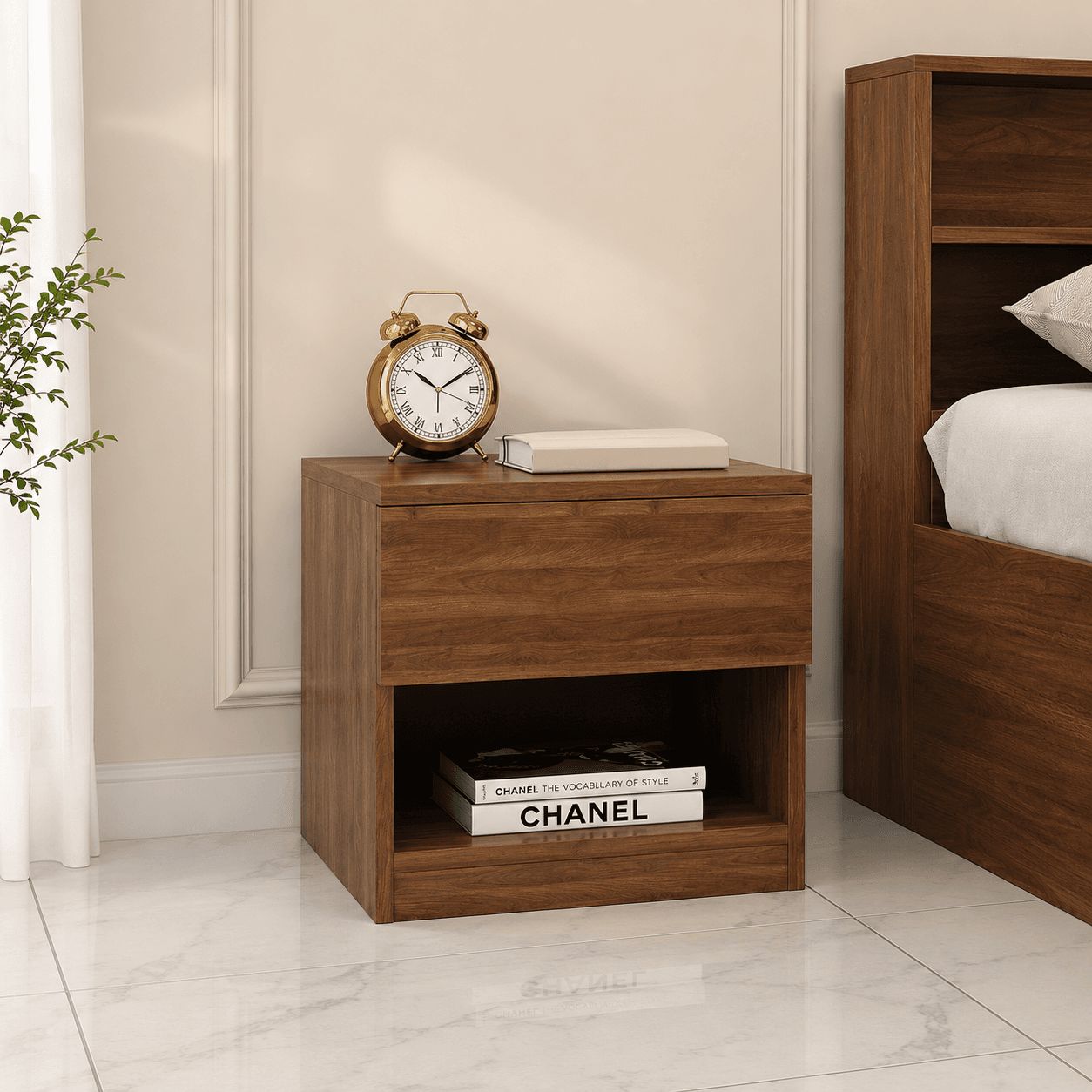 Aqua Modern Bedroom Side Table with Drawer