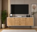 Premium Modern Sideboard Cabinet with Santana Textured Finish & Metal Base (Engineered Wood) 1