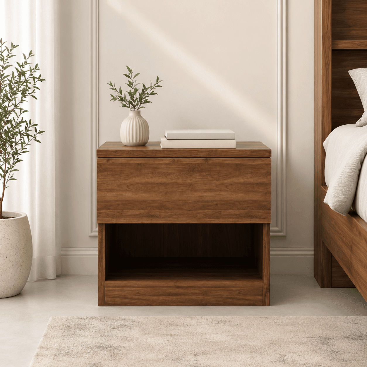Aqua Modern Bedroom Side Table with Drawer