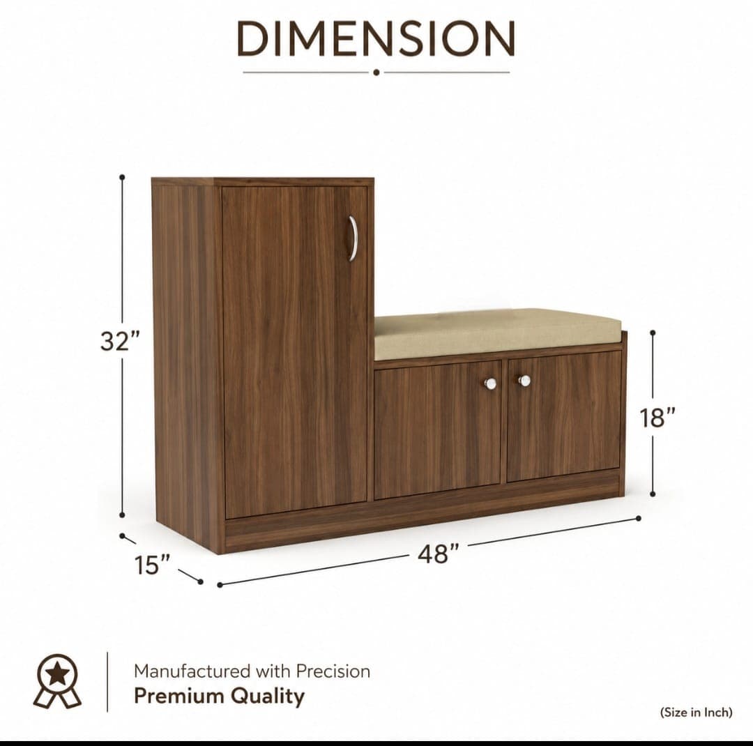 Entryway Shoe Storage Cabinet with Cushioned Seat