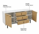 Premium Modern Sideboard Cabinet with Santana Textured Finish & Metal Base (Engineered Wood) 6