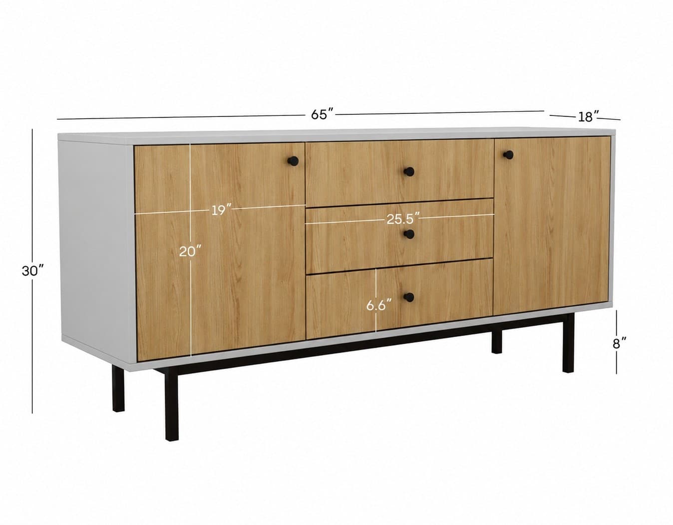 Premium Modern Sideboard Cabinet with Santana Textured Finish & Metal Base (Engineered Wood)
