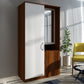 Small Wardrobe cum Dresser | Walnut and Frosty White Without Mirror