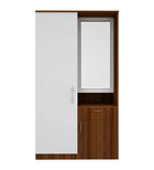 Small Wardrobe cum Dresser | Walnut and Frosty White Without Mirror