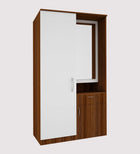Small Wardrobe cum Dresser | Walnut and Frosty White Without Mirror