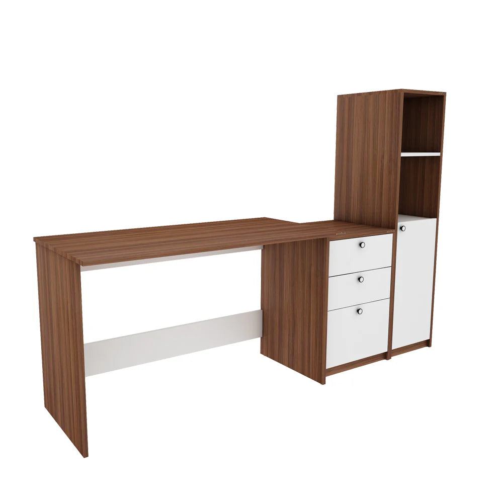 OmkarWood™ NovaSmart Study Desk with Bookshelf and Storage Drawers