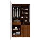 Small Wardrobe cum Dresser | Walnut and Frosty White Without Mirror