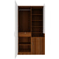 Small Wardrobe cum Dresser | Walnut and Frosty White Without Mirror
