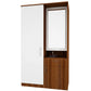 Small Wardrobe cum Dresser | Walnut and Frosty White Without Mirror