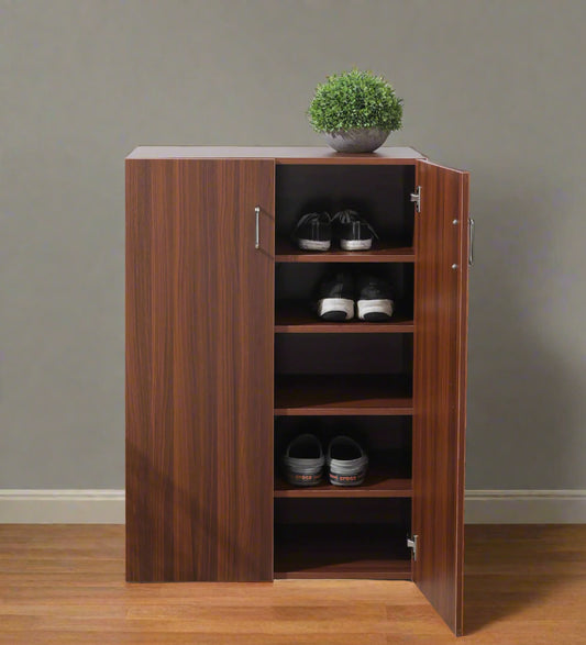 Walnut Elegance Shoe Cabinet