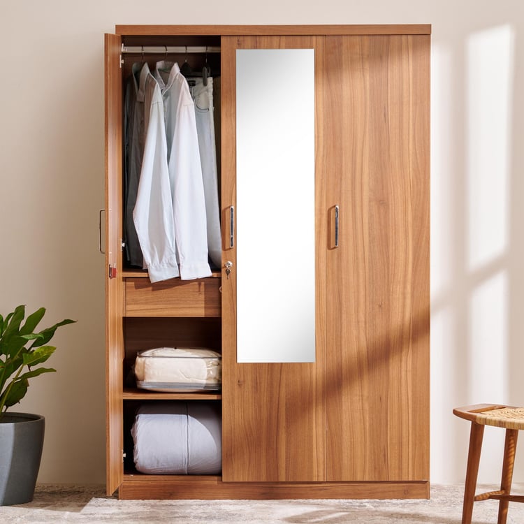 Aristo 3-Door Wardrobe with Mirror & Shelves